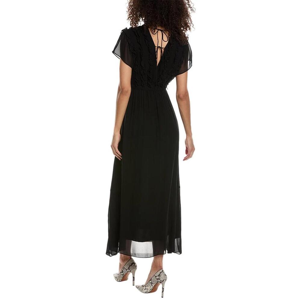 The Kooples Crazy Flounces Black Ruffle Maxi Dress Size 1 (US Small) NWT - Picture 2 of 7